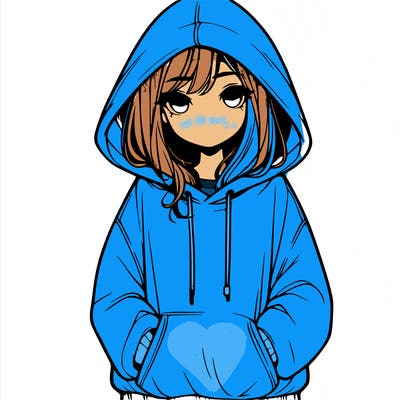 realistic girl with oversized hoodie