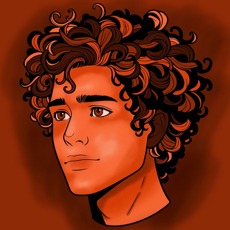 realistic guy with curly hair