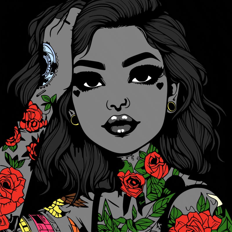 realistic girl with tattoos all over