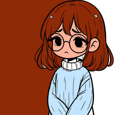 sad girl with glasses in a sweater