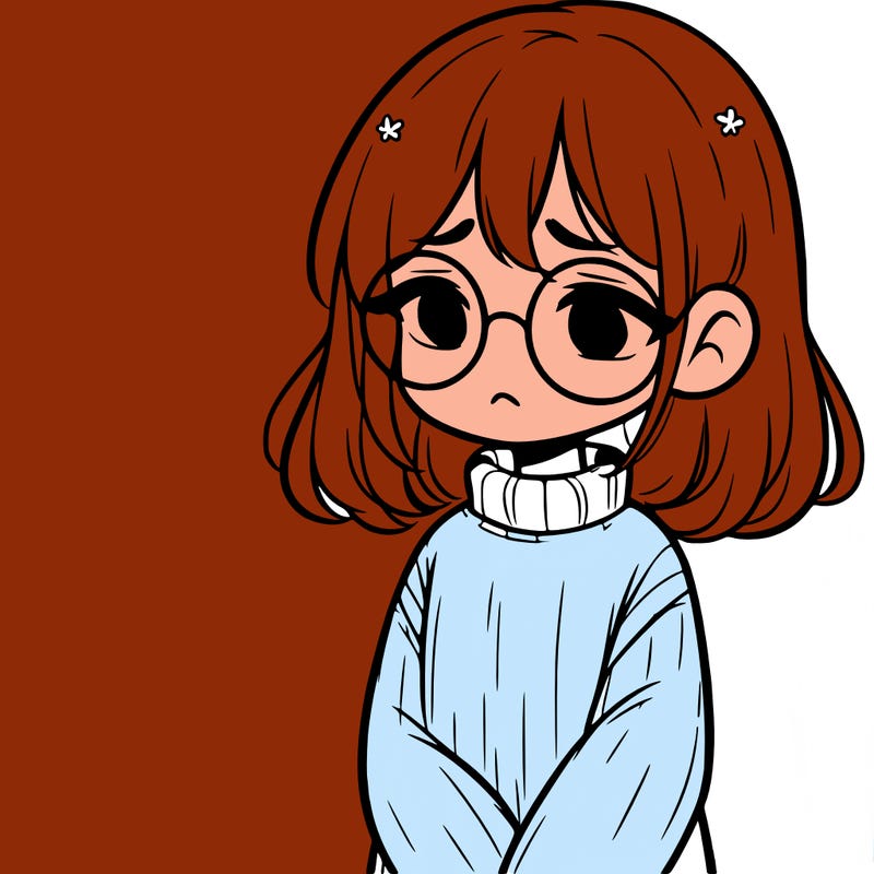 sad girl with glasses in a sweater