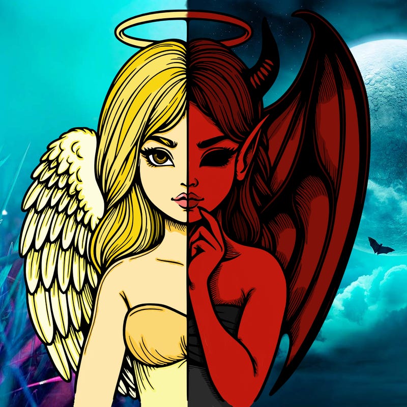 realistic angel half demon