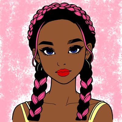 realistic girl with braids