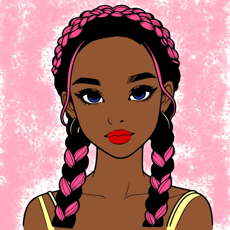 realistic girl with braids