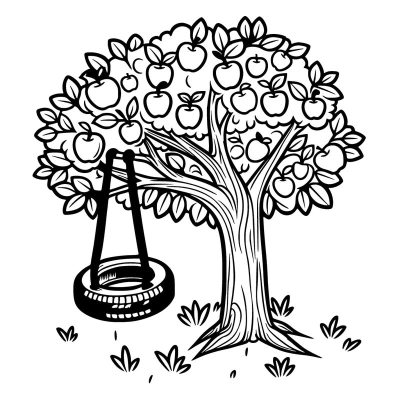 apple tree with a tire swing