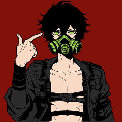 hot anime boy wearing gas mask