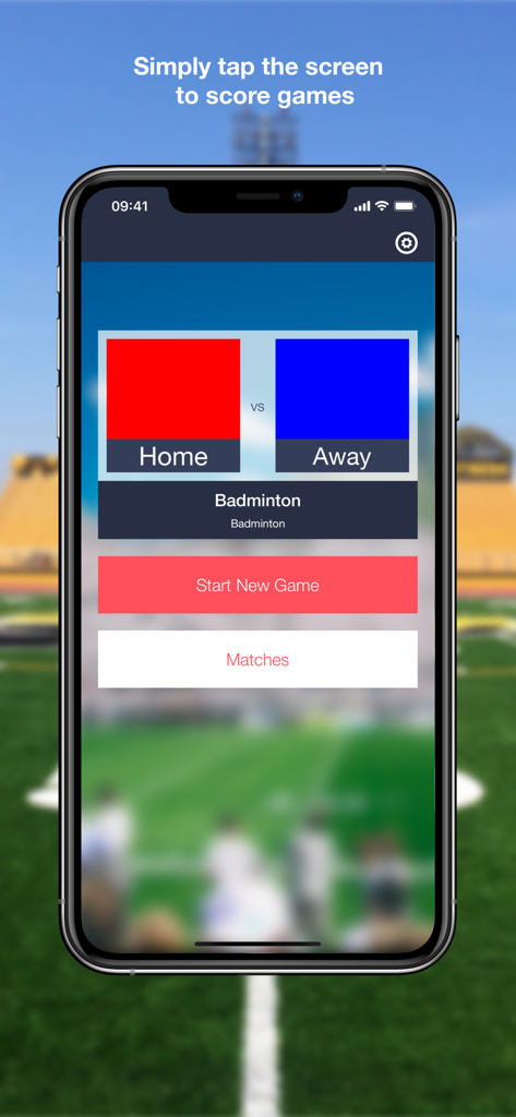 Scoreboard | Score keeper - Digital scoreboard app interface showing a badminton match setup with home and away teams