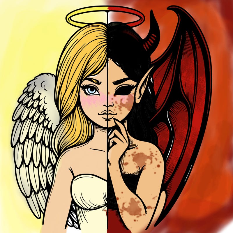 realistic angel half demon