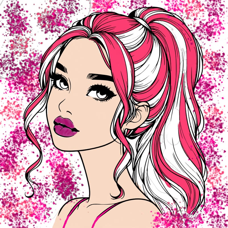 realistic girl with a ponytail on her hair and lips