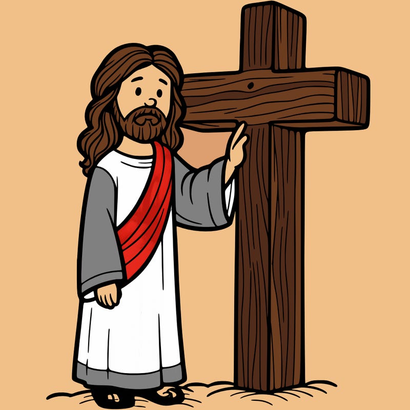 jesus standing beside the cross