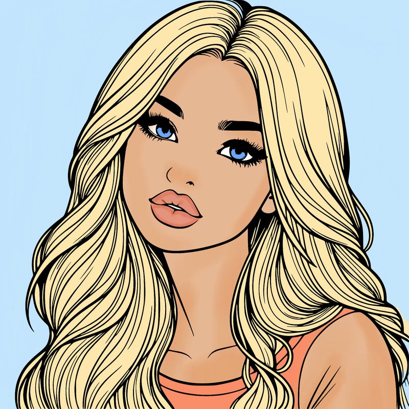 realistic girl with hair on her hair and lips