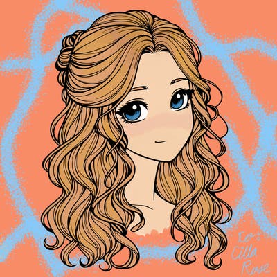 realistic girl with wavy hair
