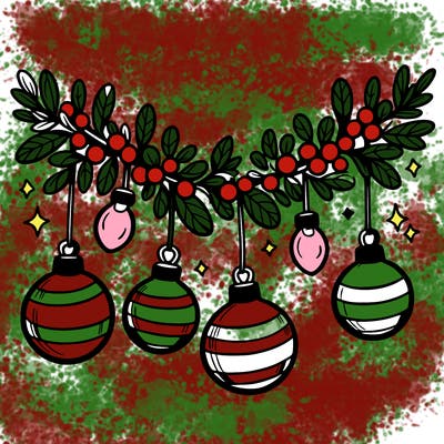 christmas garland with big bulbs