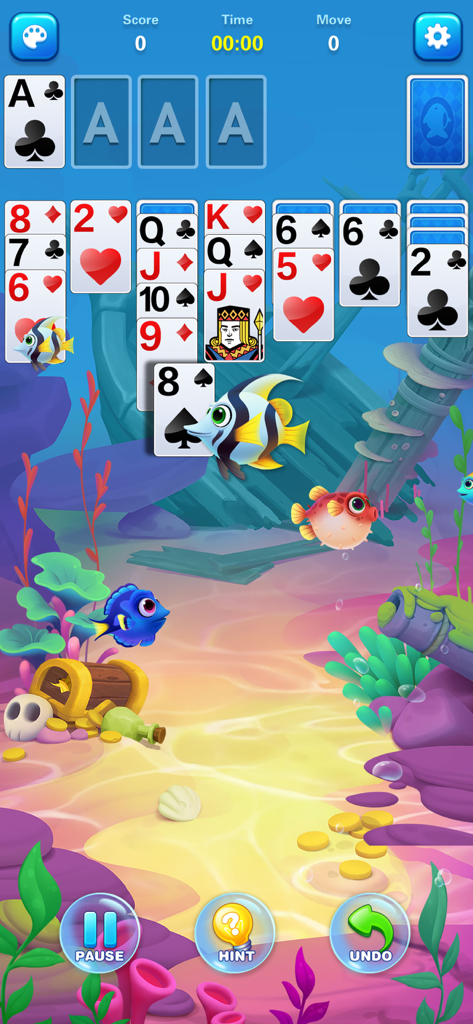 Solitaire Fish: Card Game - Jogo de cartas Paciência com um fundo de aquário subaquático colorido e criaturas marinhas