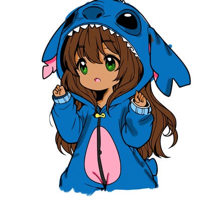 anime girl in a stitch onsie