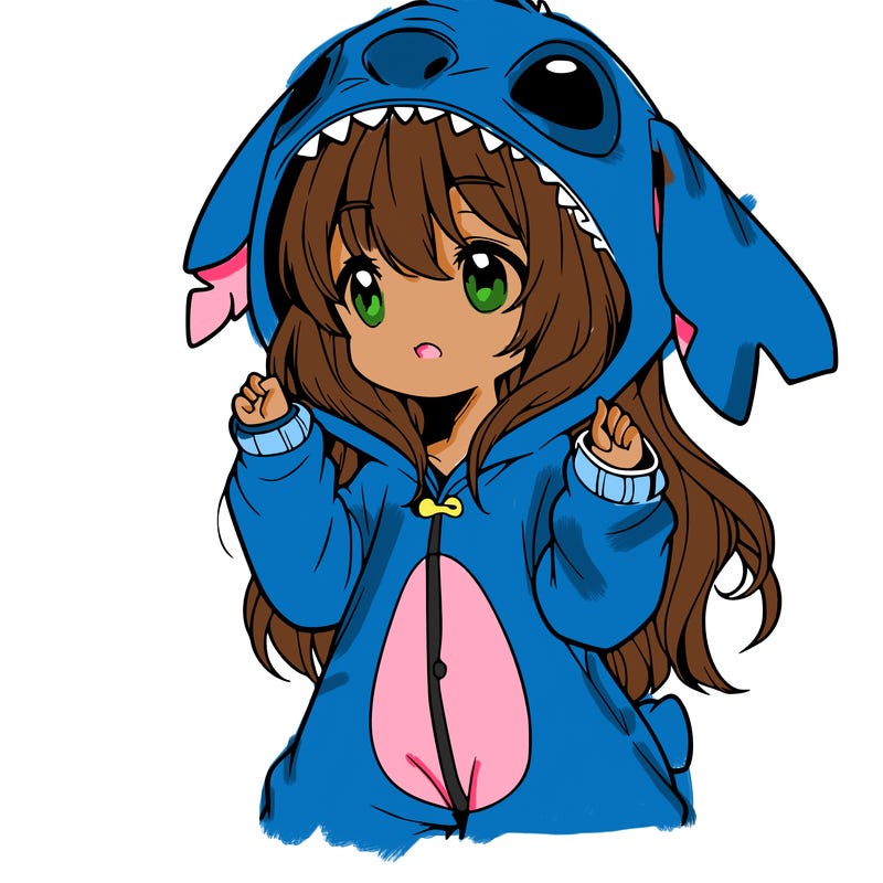 anime girl in a stitch onsie