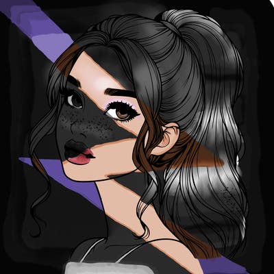 realistic girl with a ponytail on her hair and lips