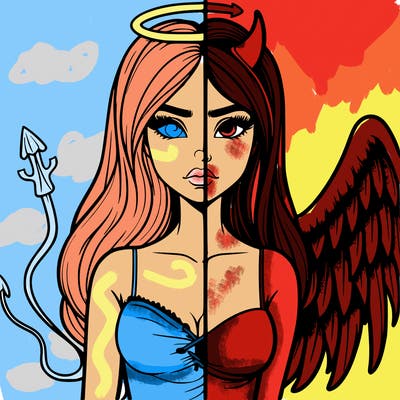 devil vs angel realistic girl