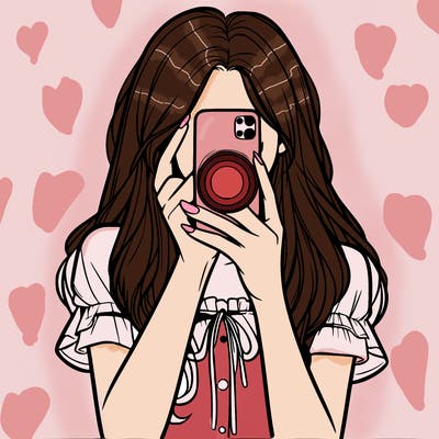 a realistic girl holding her phone taking pictures