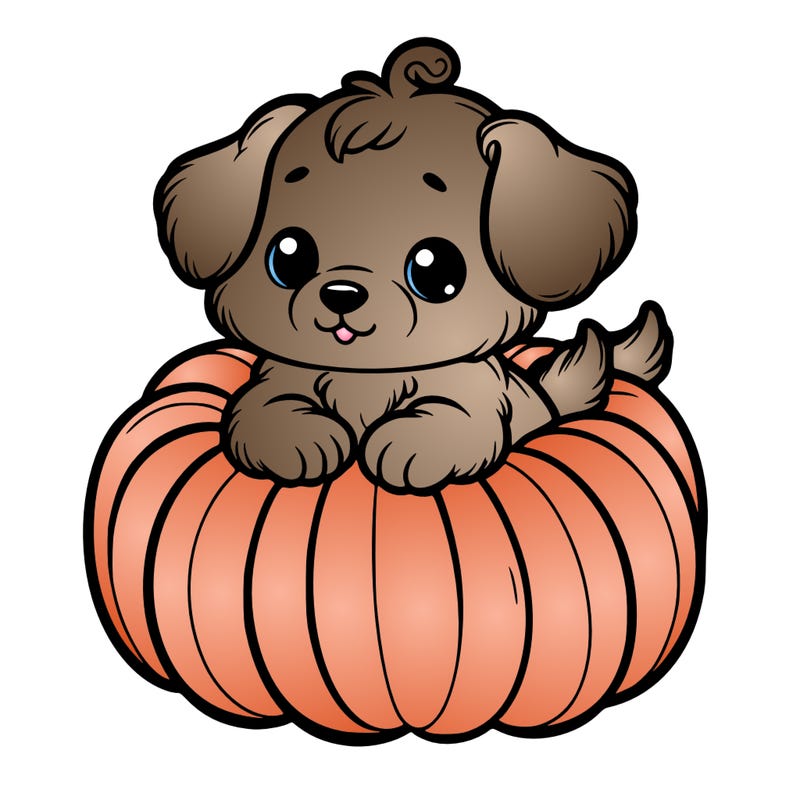 cute little puppy in a pumpkin
