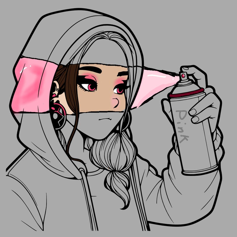 a realistic girl, spray painting