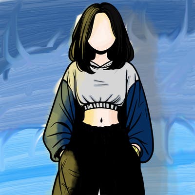 realistic girl faceless with baggy pants and a crop top