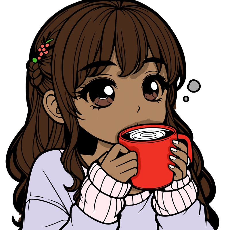 realistic girl drinking coffee