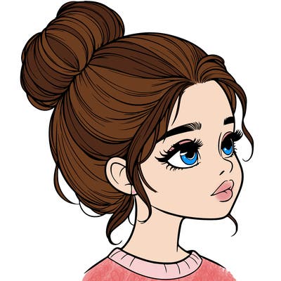 realistic girl with bun