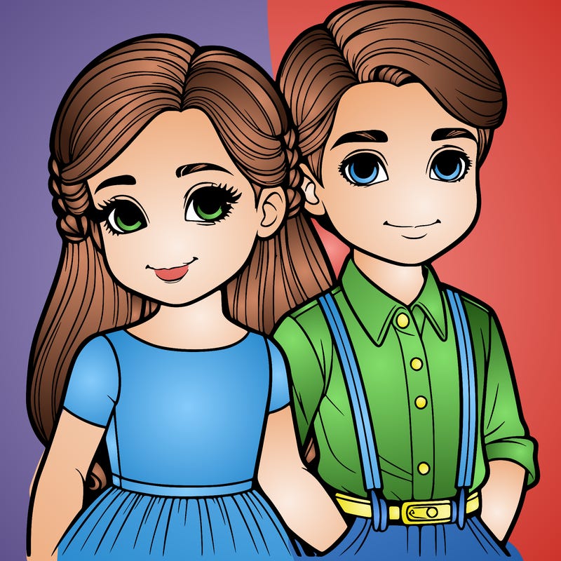 realistic girl and boy