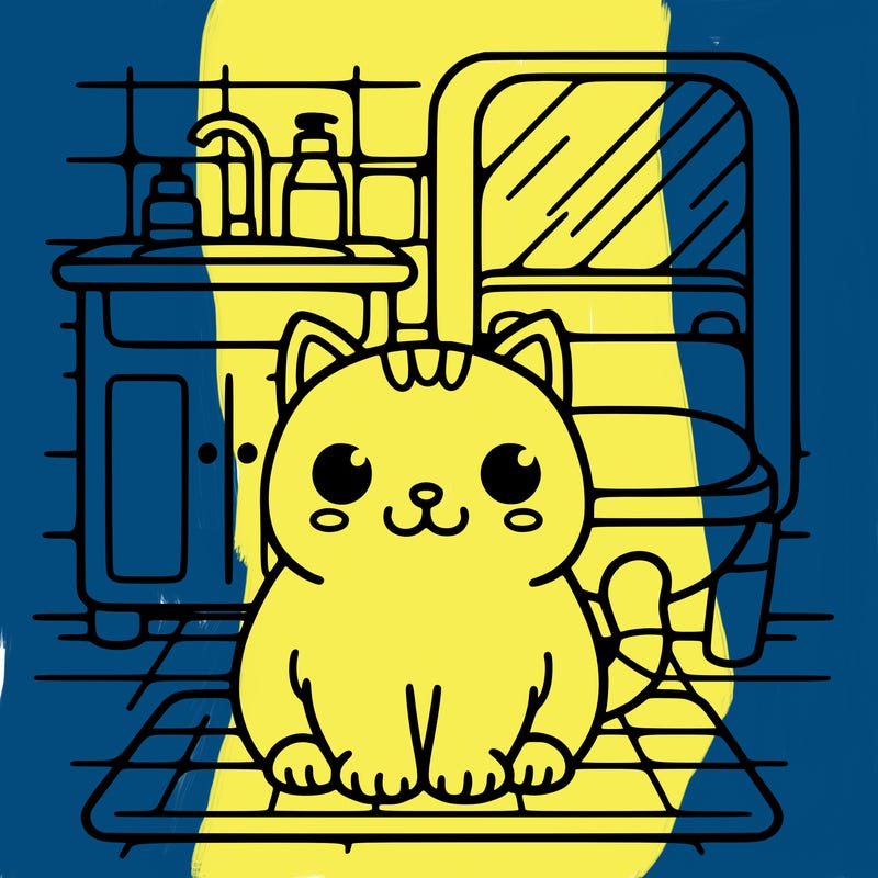 a cat sitting in the bathroom