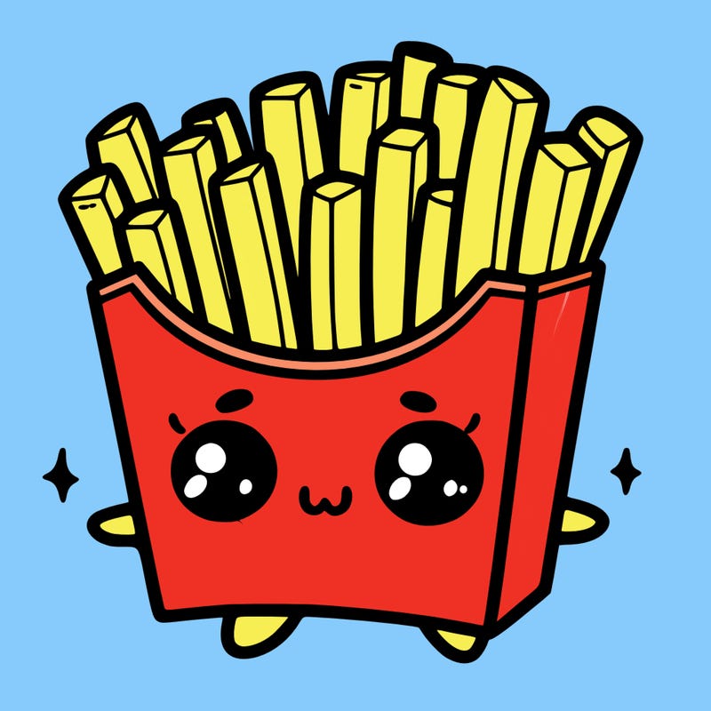 a cute. french fries