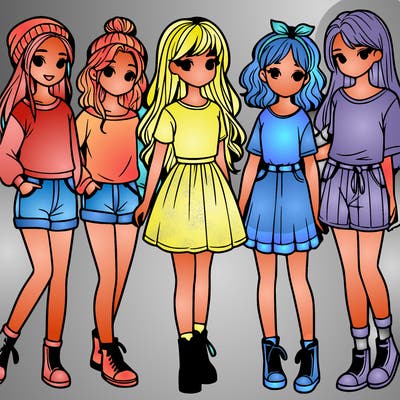 a group of five girls