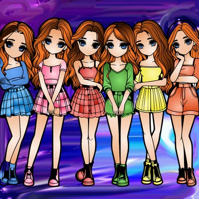 a group of girls realistic