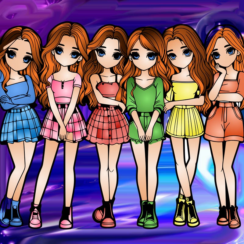 a group of girls realistic