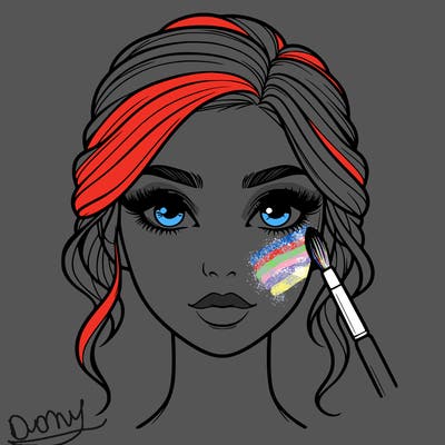 realistic person with makeup