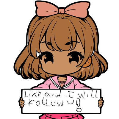cute anime girl holding a sign