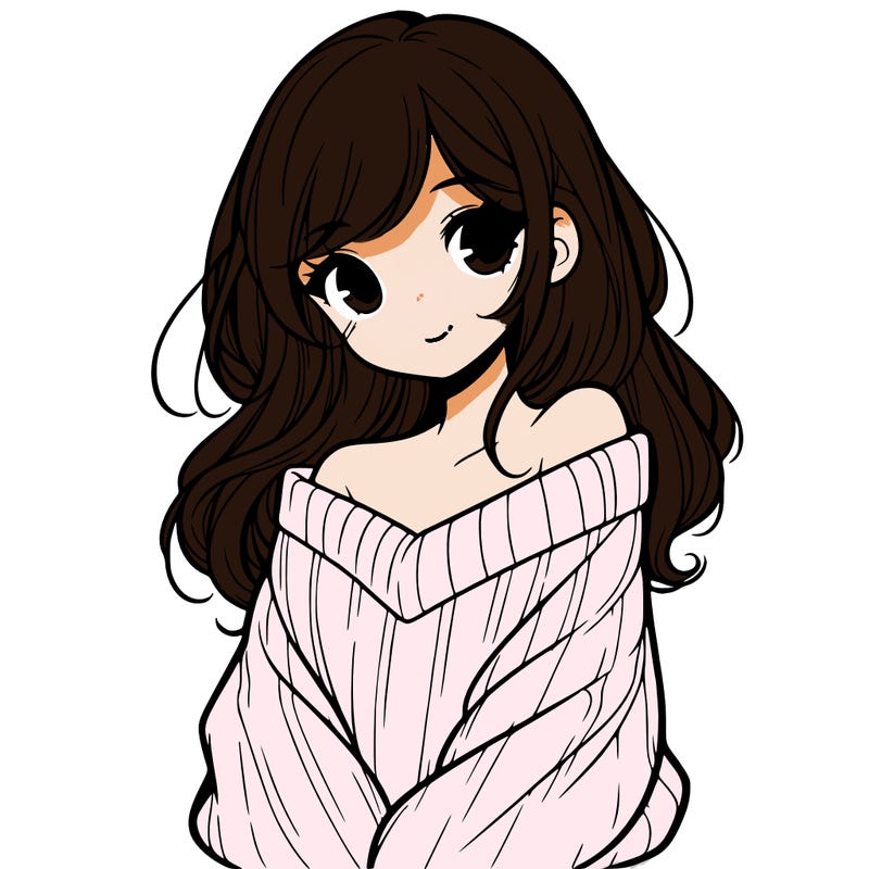 shy pretty girl wearing a sweater that is falling off one shoulder portrait