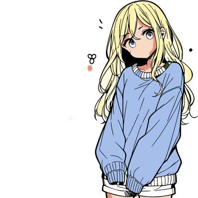 manga teen girl  in a sweater and baggy pants