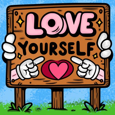 a sign where it is written: love yourself