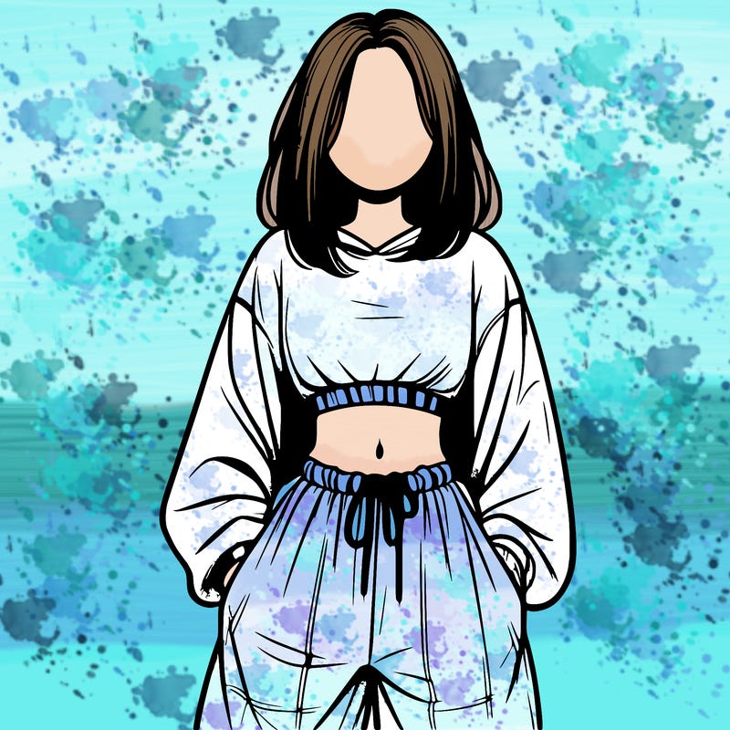 realistic girl faceless with baggy pants and a crop top