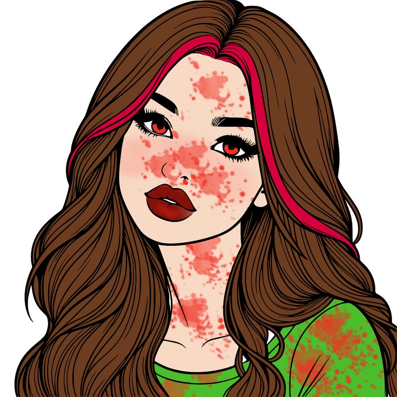 realistic girl with hair on her hair and lips