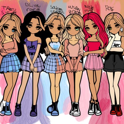 a group of girls realistic