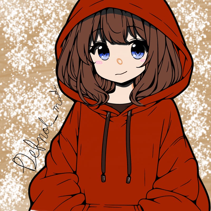 anime girl wearing an oversized hoodie
