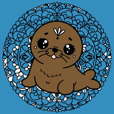a cute baby seal mandala