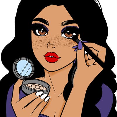 realistic girl doing makeup