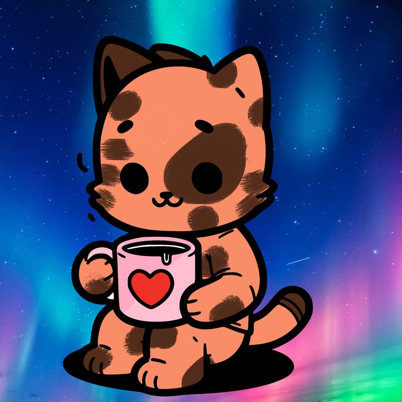 a human cat drinking out a heart mug!!!