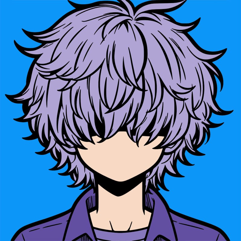 manga boy fluffy hair covering his eyes