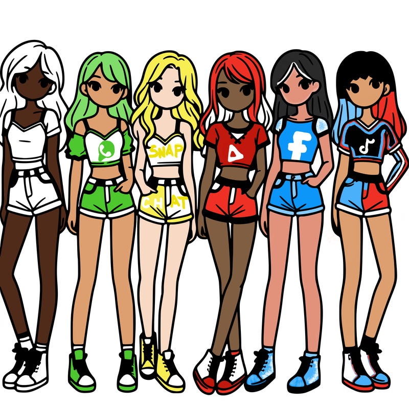 a group of girls wearing crop tops and shorts