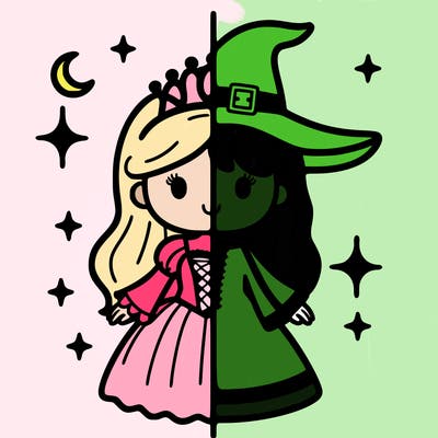 split princess and witch