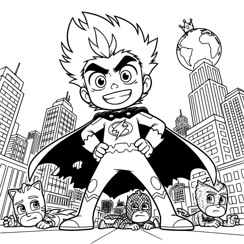 little boy with a white streak through his hair  who wants to defeat the pj masks and rule the world